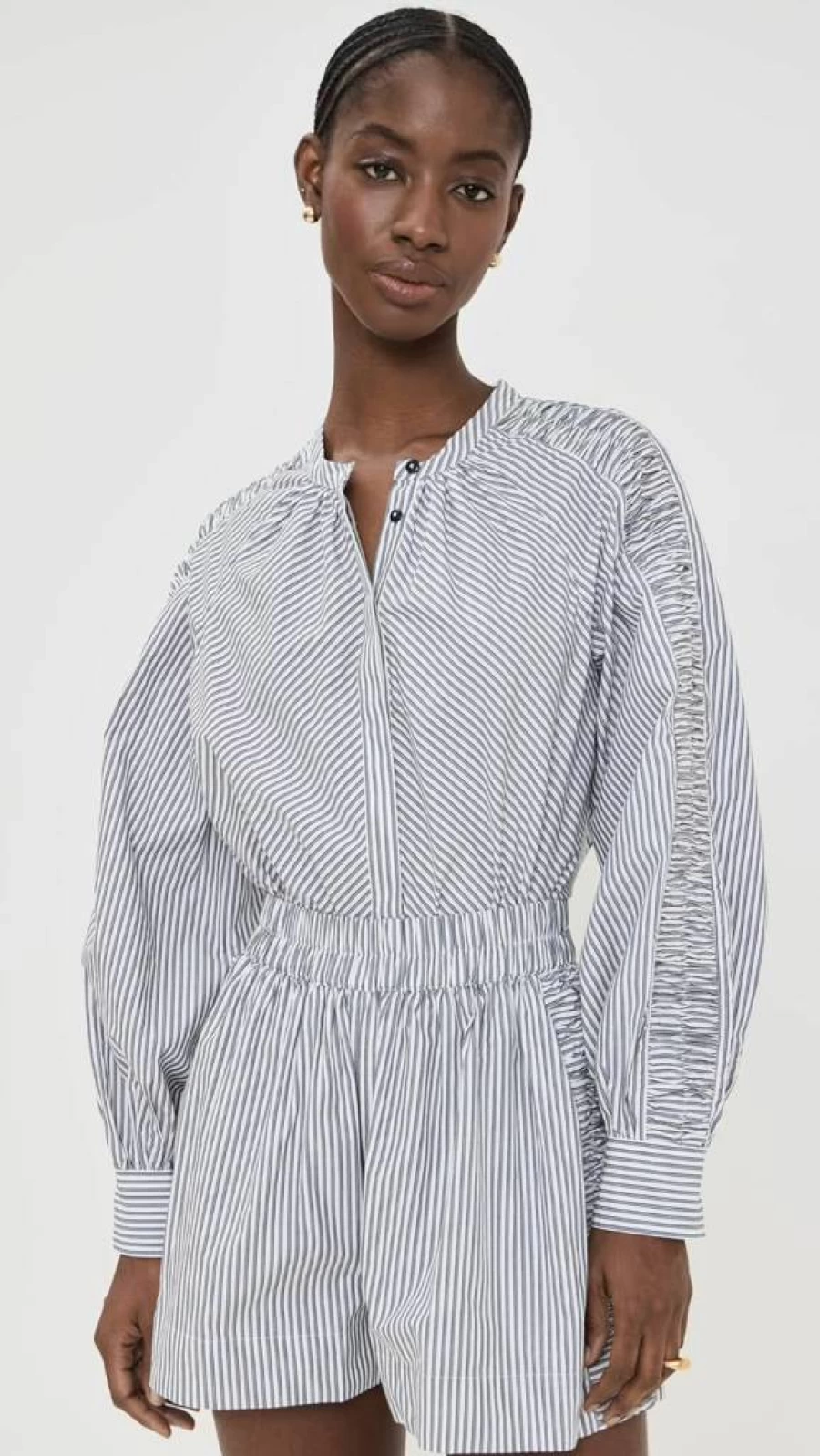 Merlette Women's Tiana Ruched Blouse Elegant Feminine Top for Casual Wear