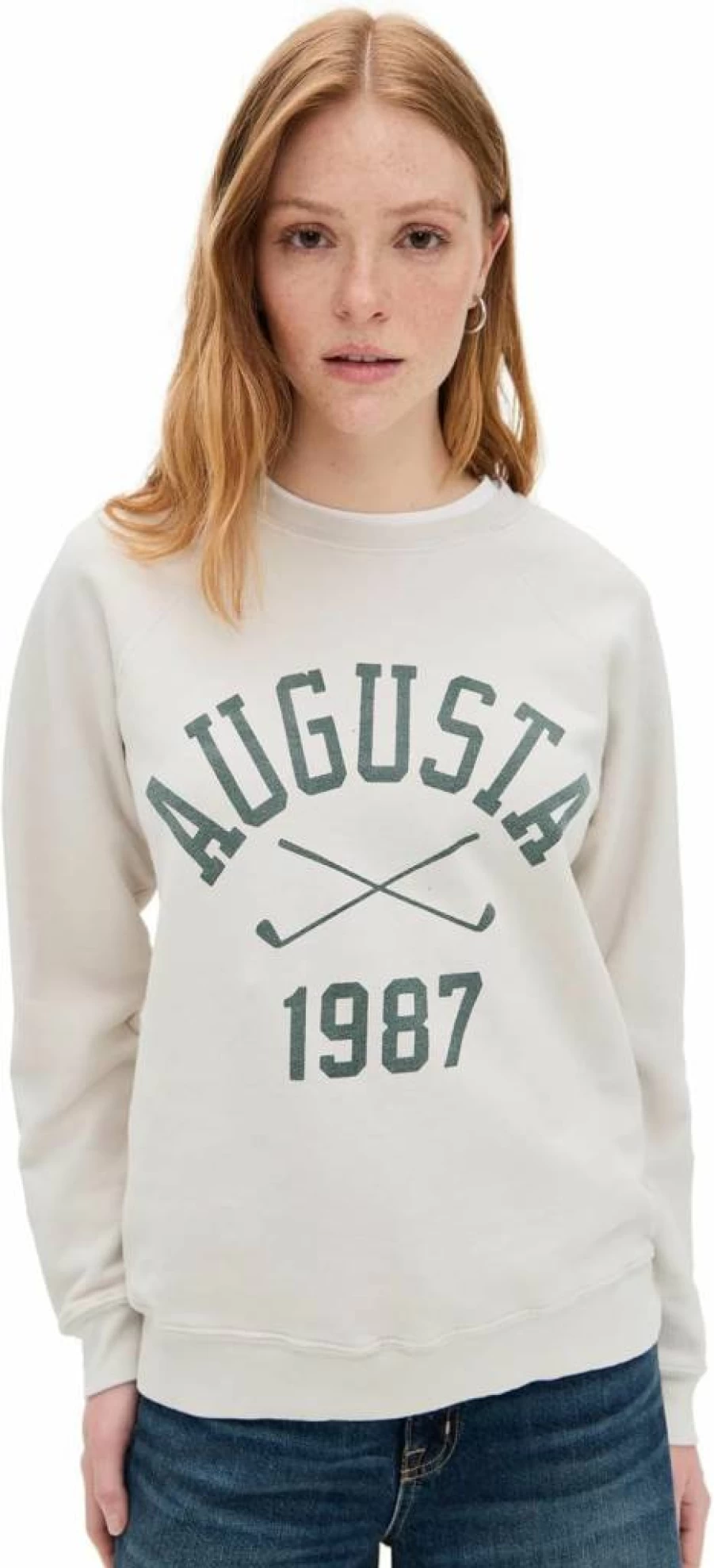 Original Retro Brand Women's Augusta Crewneck Sweatshirt - Vintage Comfort Fit Casual Pullover