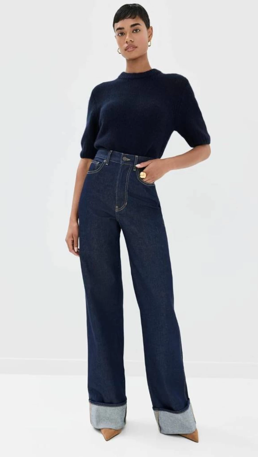 Veronica Beard Jean Women's Taylor High Rise Wide Leg Jeans - Classic Wide Leg Fit for Women