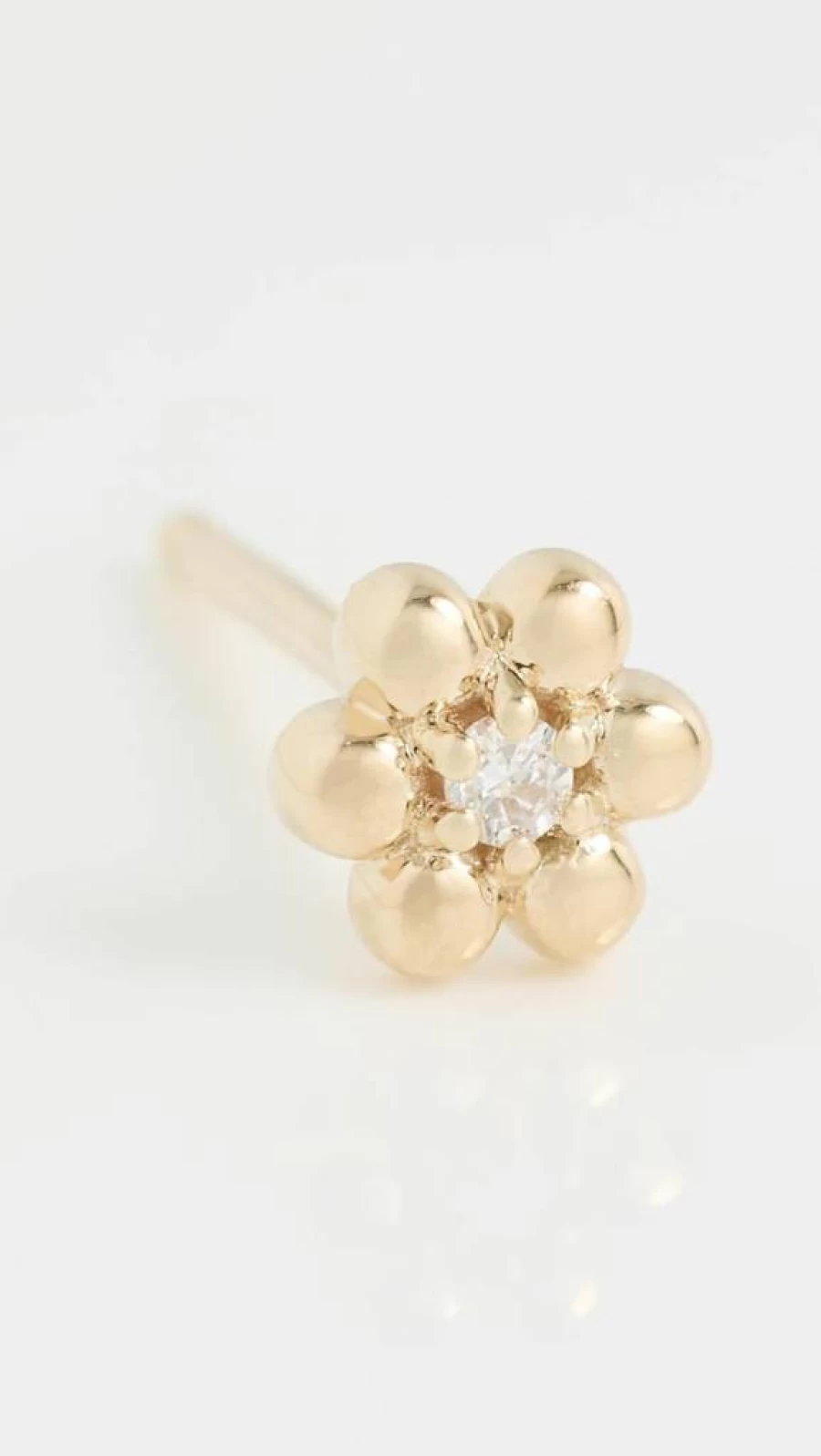 ZOE CHICCO 14K Gold Floral Diamond Stud Earrings for Women Minimalist Beaded Flower Design