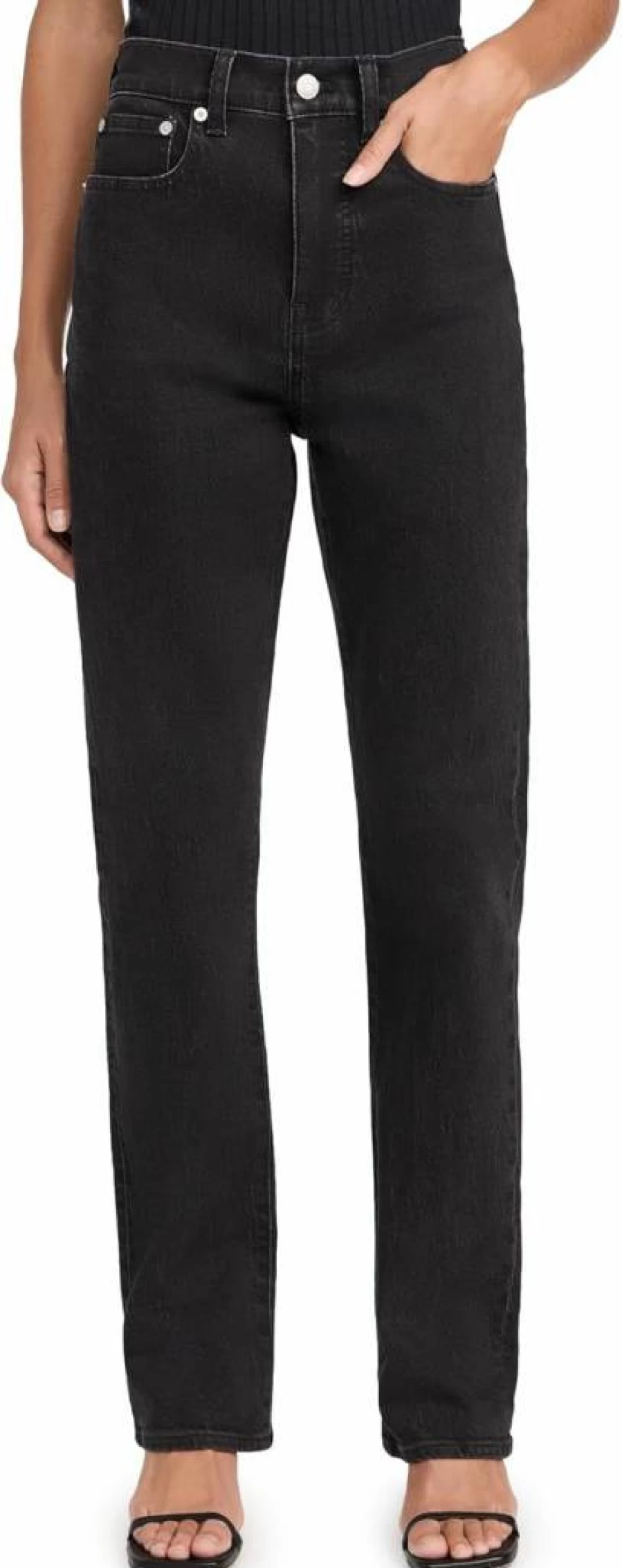Madewell Women's '90s Straight Jeans in Rondell Wash - Vintage Crease Detail High-Rise Denim