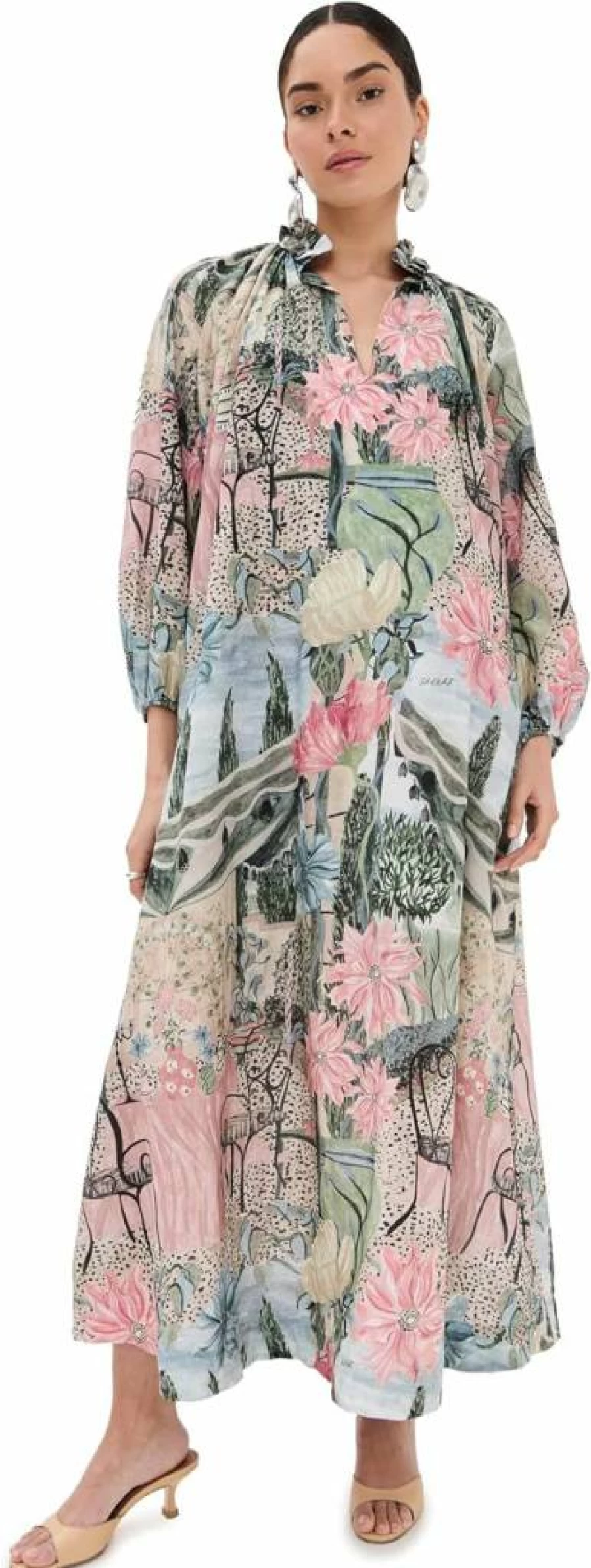 Isla & White Women's Pascale Dress - Elegant Flowy Summer Dress with Floral Print
