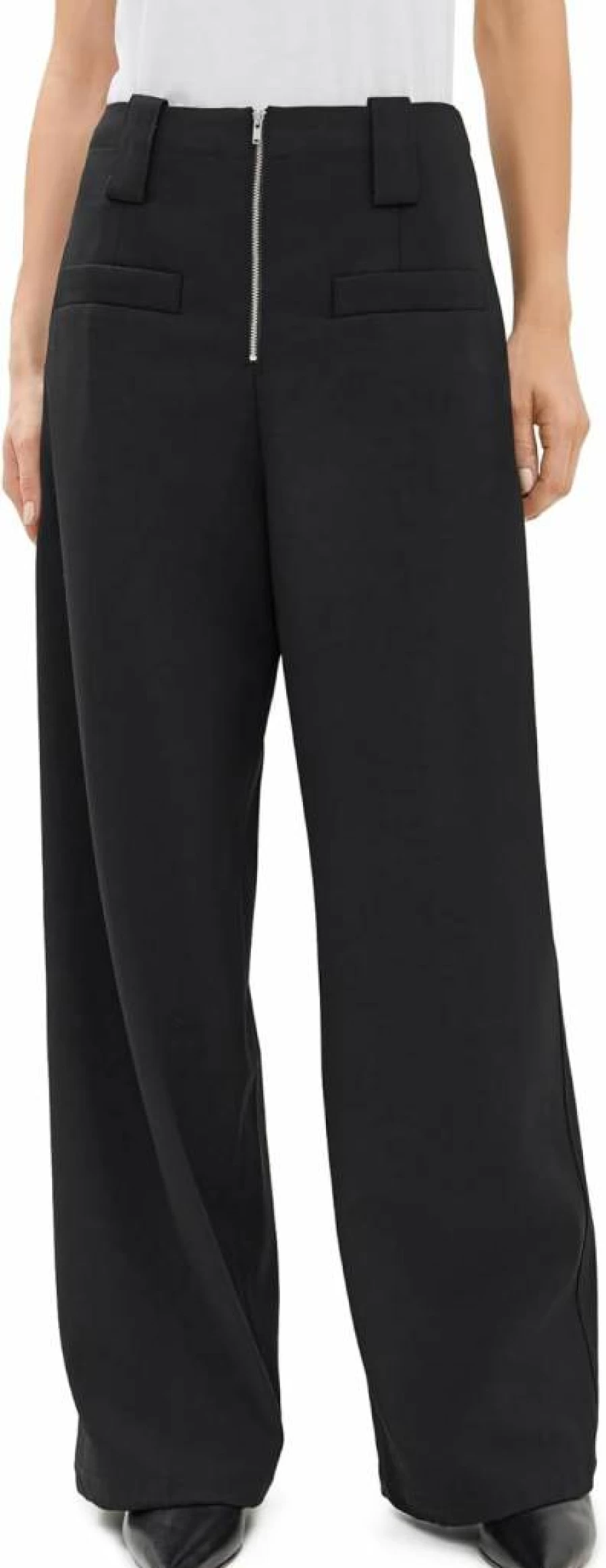 Pixie Market High-Waisted Wide Leg Pants with Zip Detail for Women