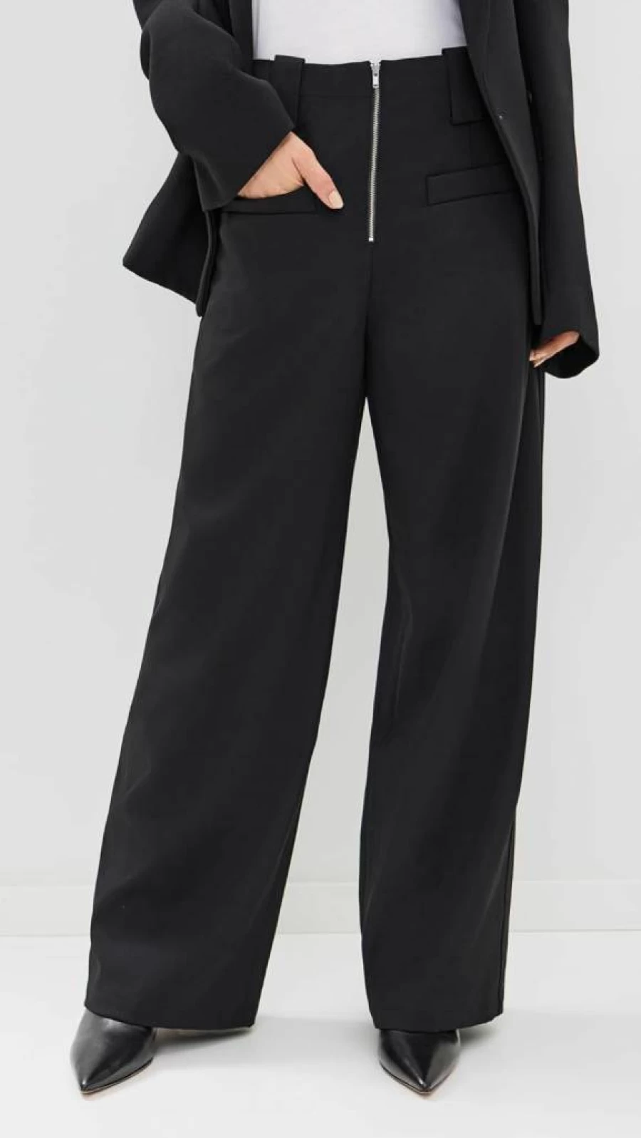 Pixie Market High-Waisted Wide Leg Pants with Zip Detail for Women