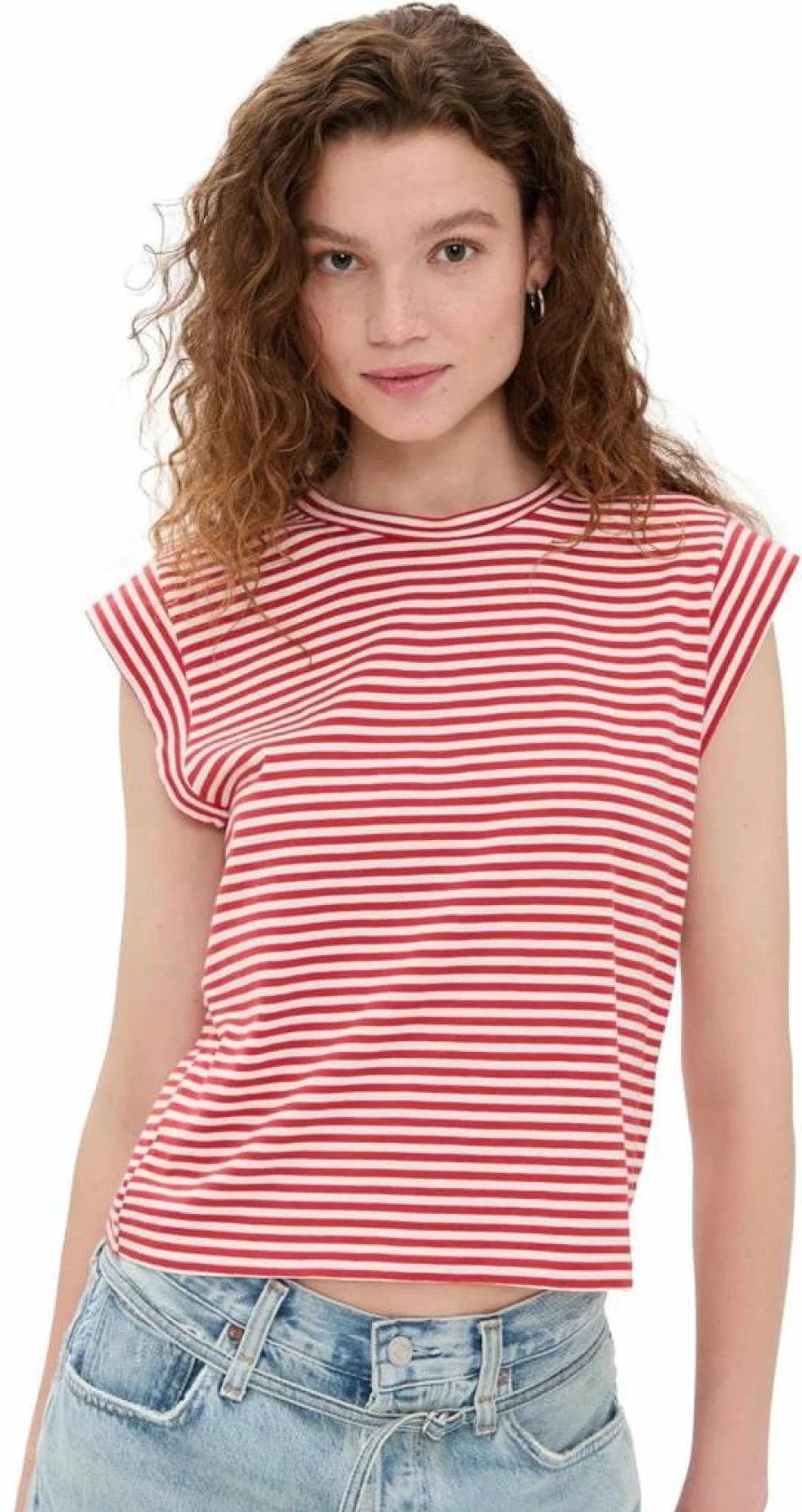 THE GREAT Women's Peak Shoulder Tee - Classic Cotton T-Shirt for Women