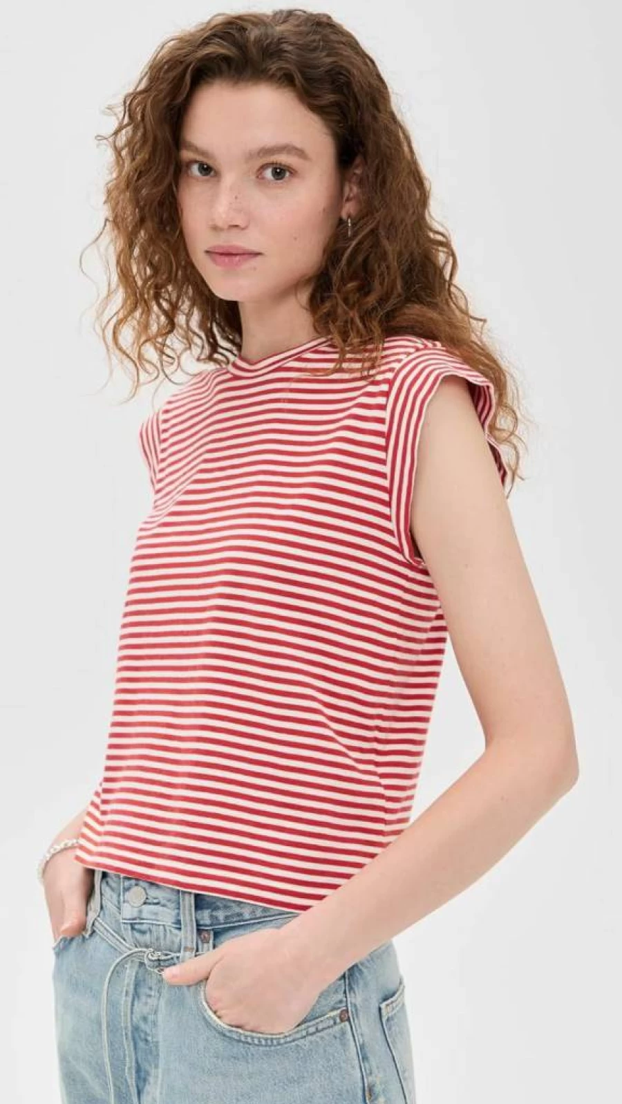 THE GREAT Women's Peak Shoulder Tee - Classic Cotton T-Shirt for Women