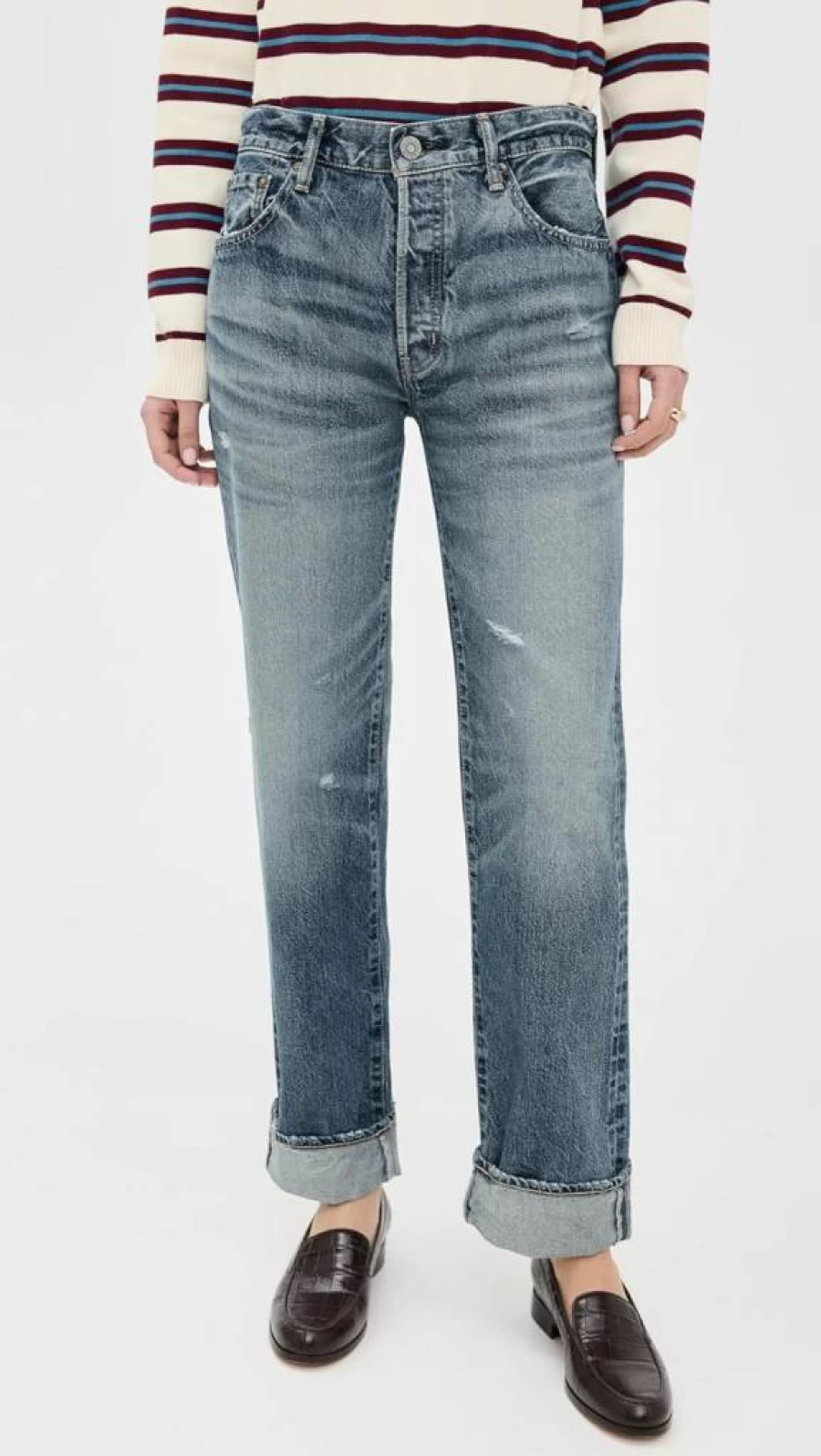 MOUSSY VINTAGE Women's High-Rise Straight Leg Jeans - Aquebogue Denim Pants for Women