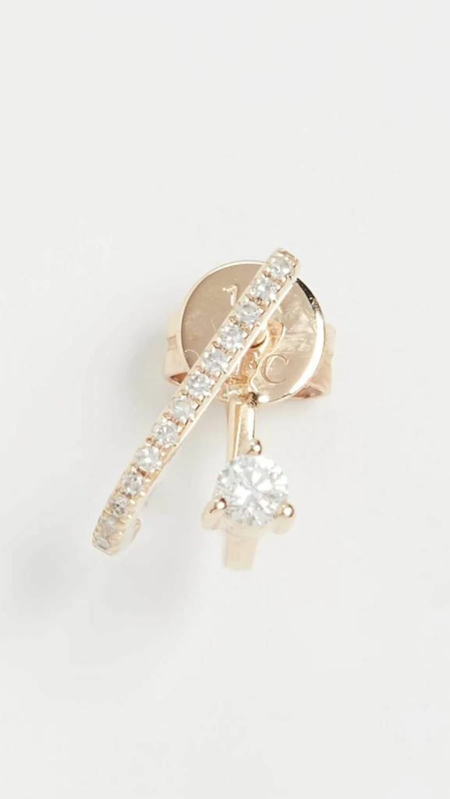 EF Collection 14K Gold Single Prong Illusion Diamond Stud Earrings for Women