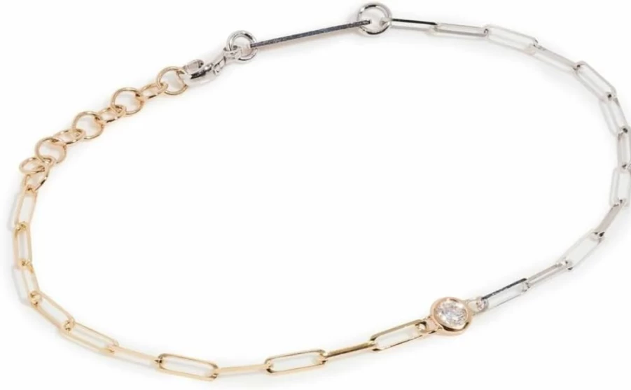 ZOE CHICCO 14K Gold Paperclip Chain Bracelet for Women - Minimalist Dainty Luxury Jewelry