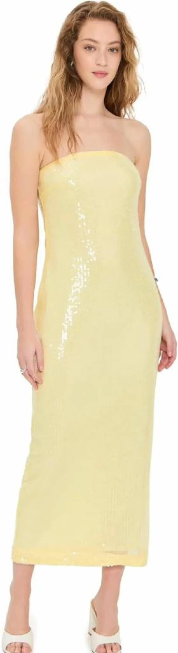 Endless Rose Women's Strapless Sequin Maxi Dress for Evening Party and Special Occasions