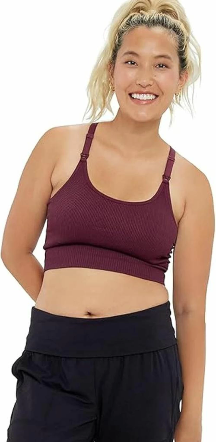 Ingrid & Isabel Seamless Maternity Nursing Sports Bra - Comfortable & Supportive for Pregnancy & Breastfeeding