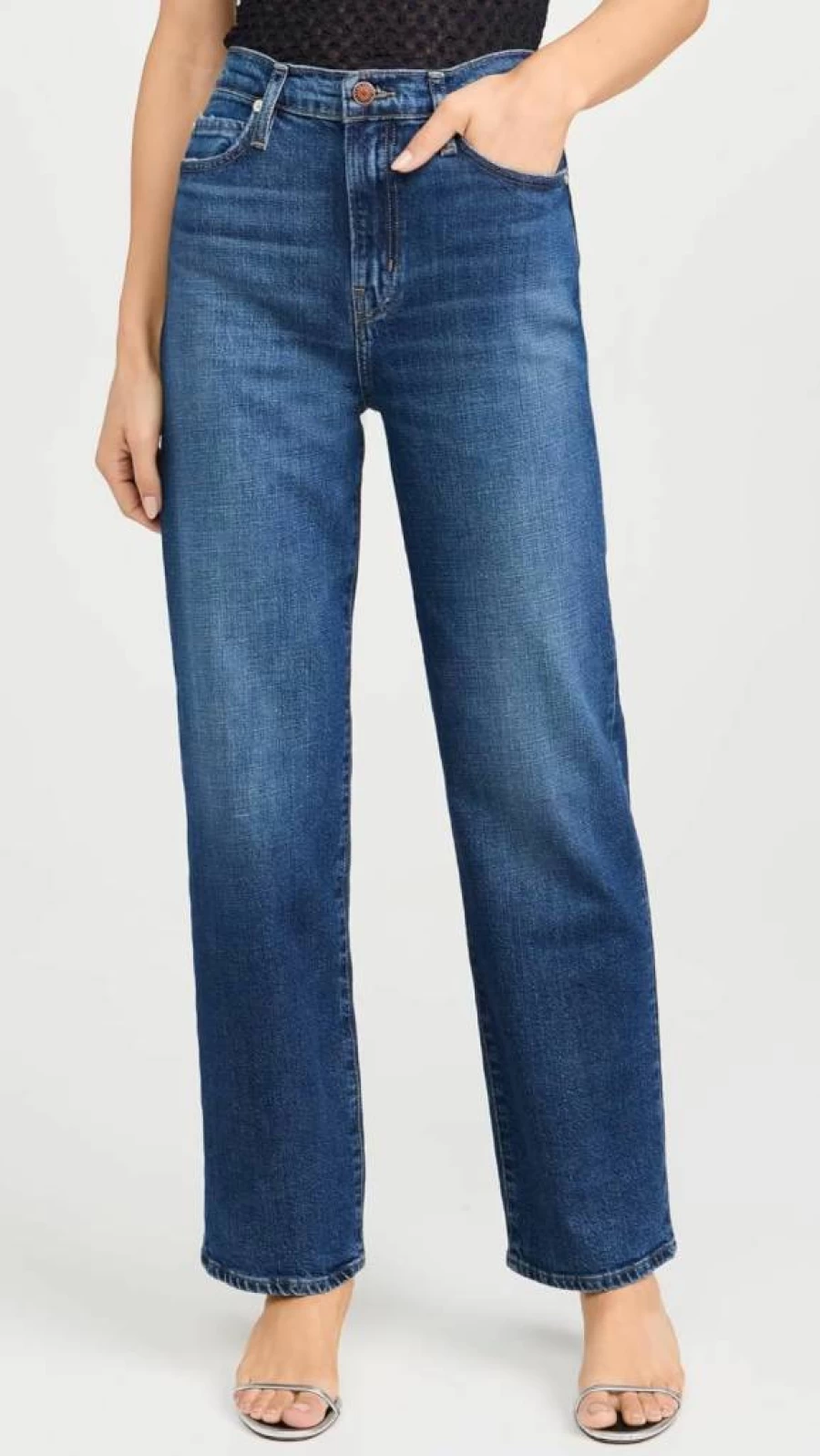 FRAME Women's Le Jane High-Rise Ankle Jeans - Slim Fit Cropped Denim Pants