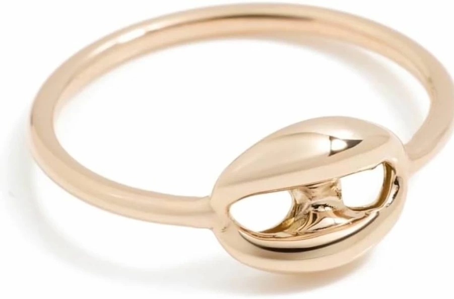 ZOE CHICCO 14K Gold Puffed Mariner Link Ring for Women - Luxurious Large Single Chain Ring