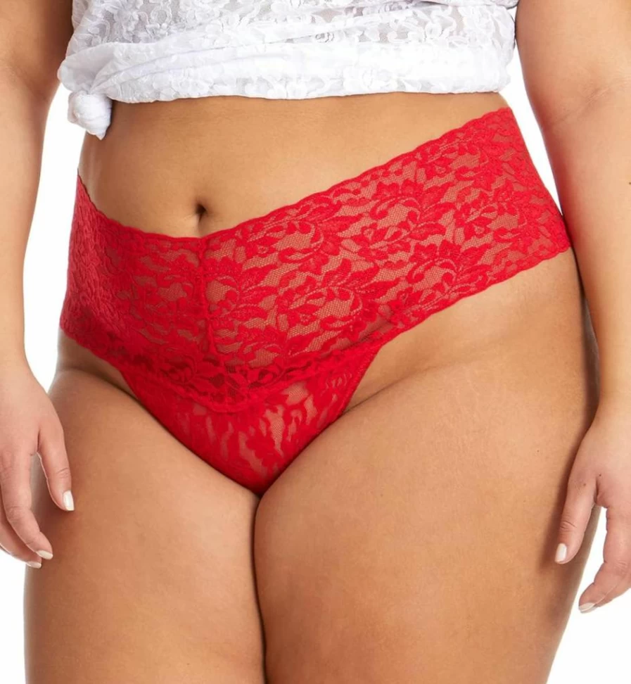 Hanky Panky Retro Plus Size Thong Panties - OS Fits 12-24 Comfortable Vintage Lingerie