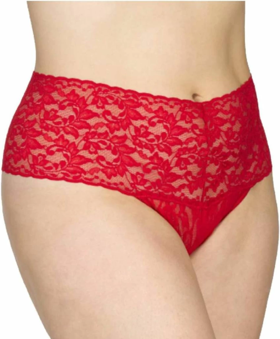 Hanky Panky Retro Plus Size Thong Panties - OS Fits 12-24 Comfortable Vintage Lingerie