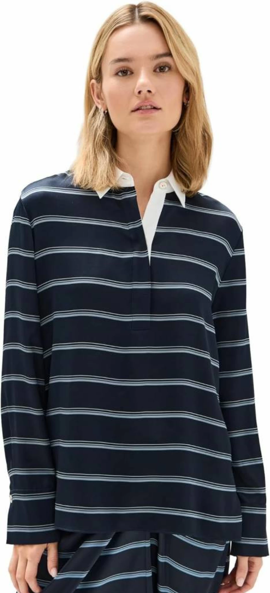 Vince Women's Striped Rugby Shirt - Classic Casual Top for Women