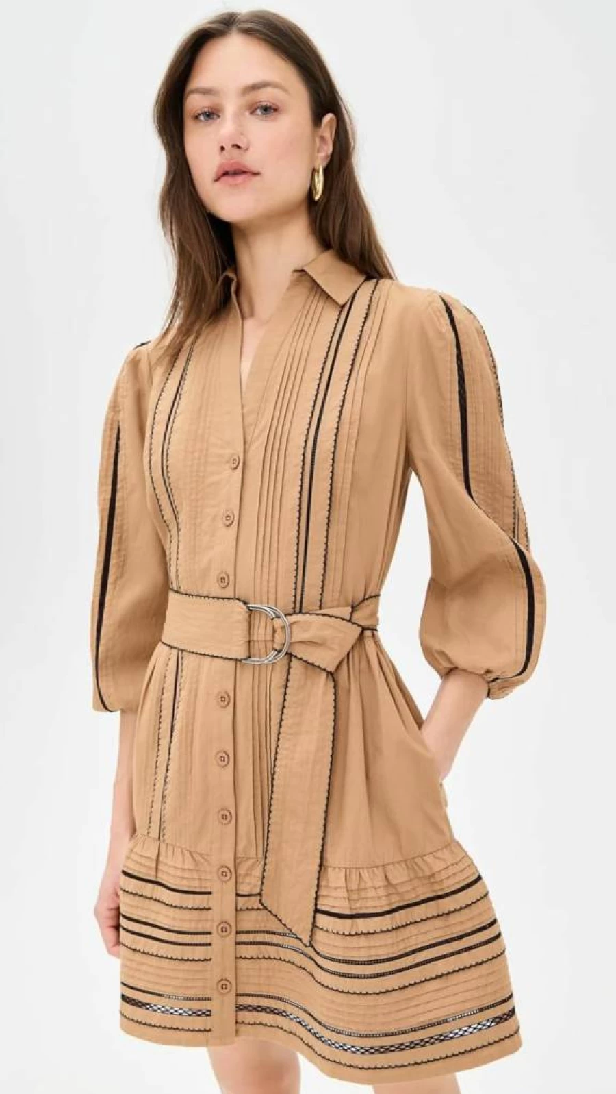 Shoshanna Women's Towns Floral Wrap Dress with V-Neck and Belt for Casual Wear