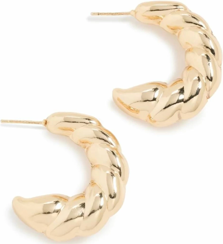 Brinker + Eliza Women's Croissant Hoops Earrings - Trendy Gold-Tone French Pastry Inspired Jewelry