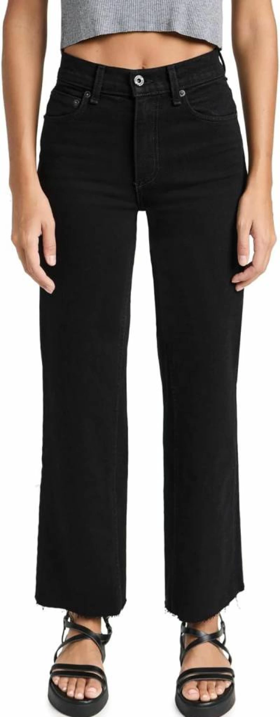 ASKK NY Women's High-Waisted Slim Fit Crop Jeans - Stretch Denim Ankle-Length Skinny Jeans for Women