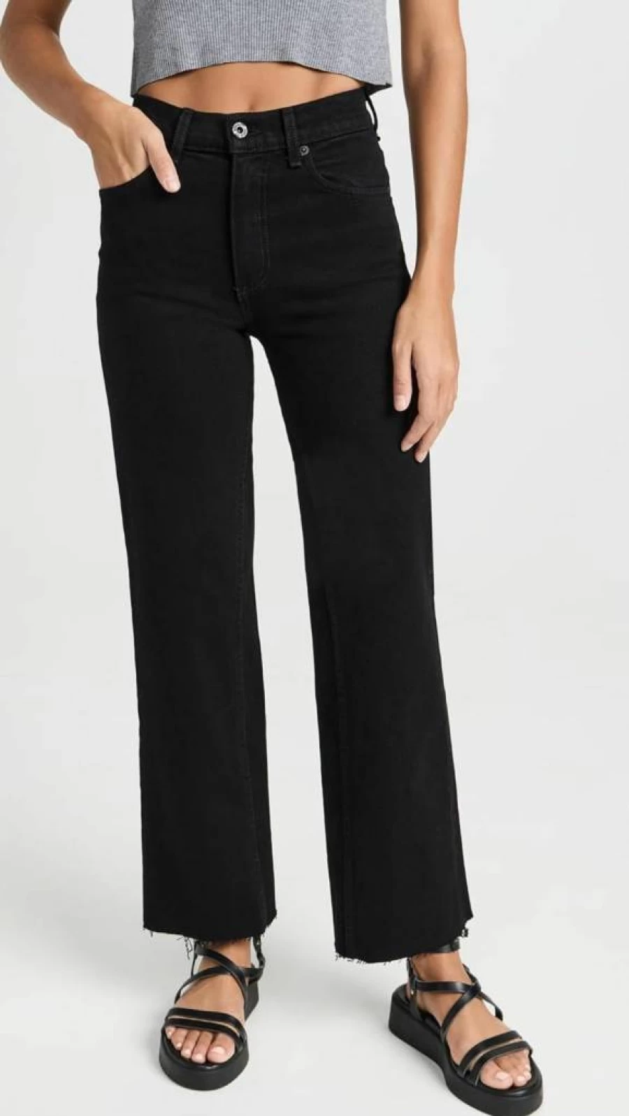ASKK NY Women's High-Waisted Slim Fit Crop Jeans - Stretch Denim Ankle-Length Skinny Jeans for Women