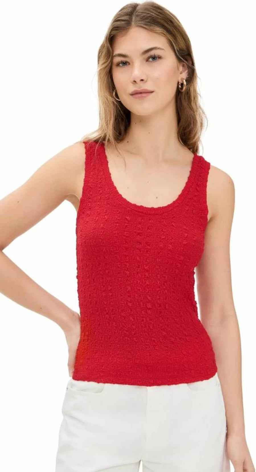 Enza Costa Women's Stylish Puckered Detail Sleeveless Top