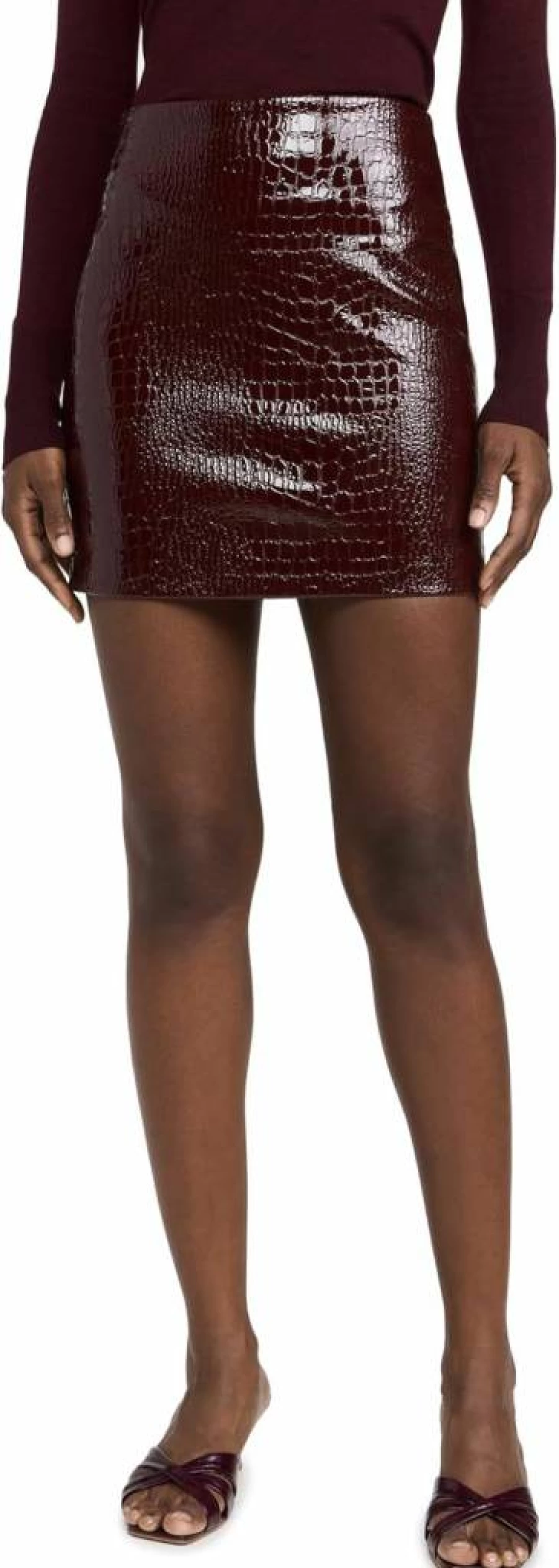 L'AGENCE Women's Gerard Croc-Embossed Leather Mini Skirt