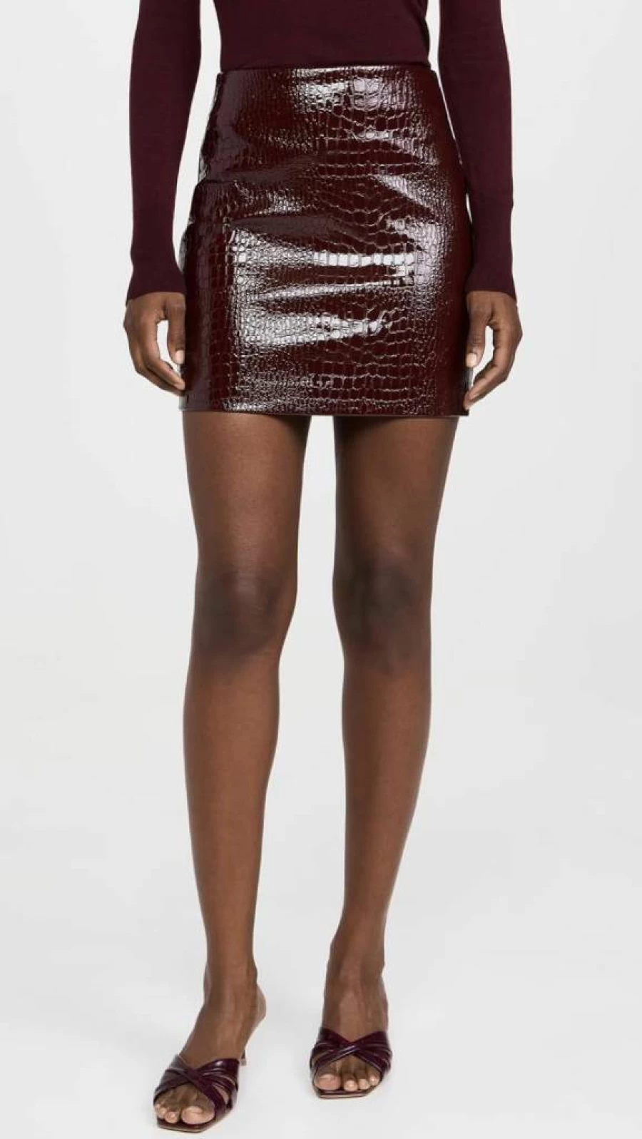 L'AGENCE Women's Gerard Croc-Embossed Leather Mini Skirt