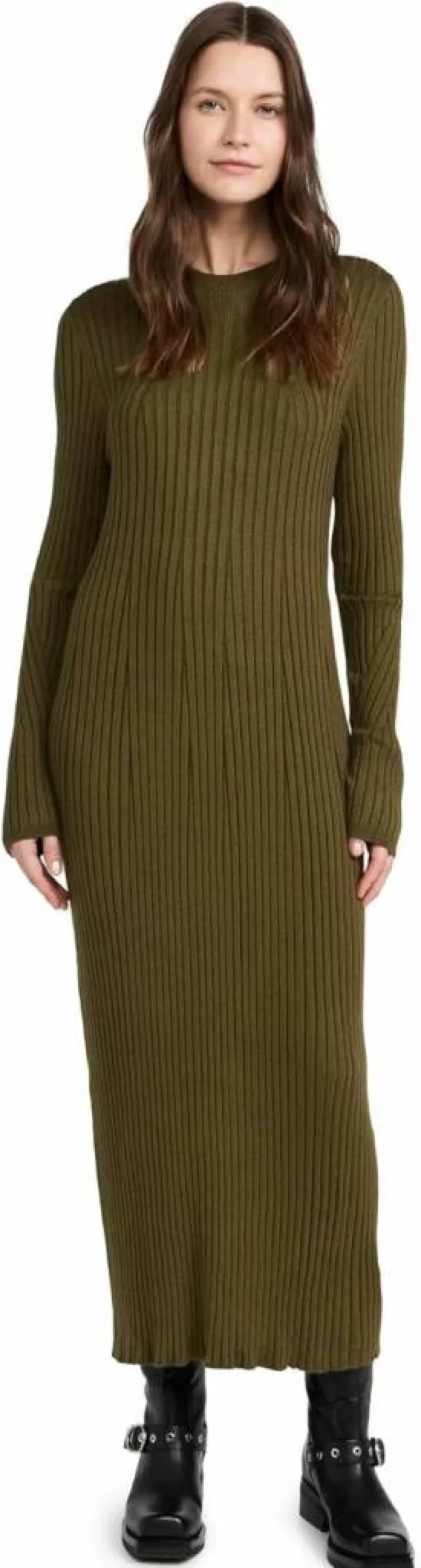 Varley Women's Axel Ribbed Knit Midi Dress - Soft Stretch Comfort Fit Casual Elegant Style