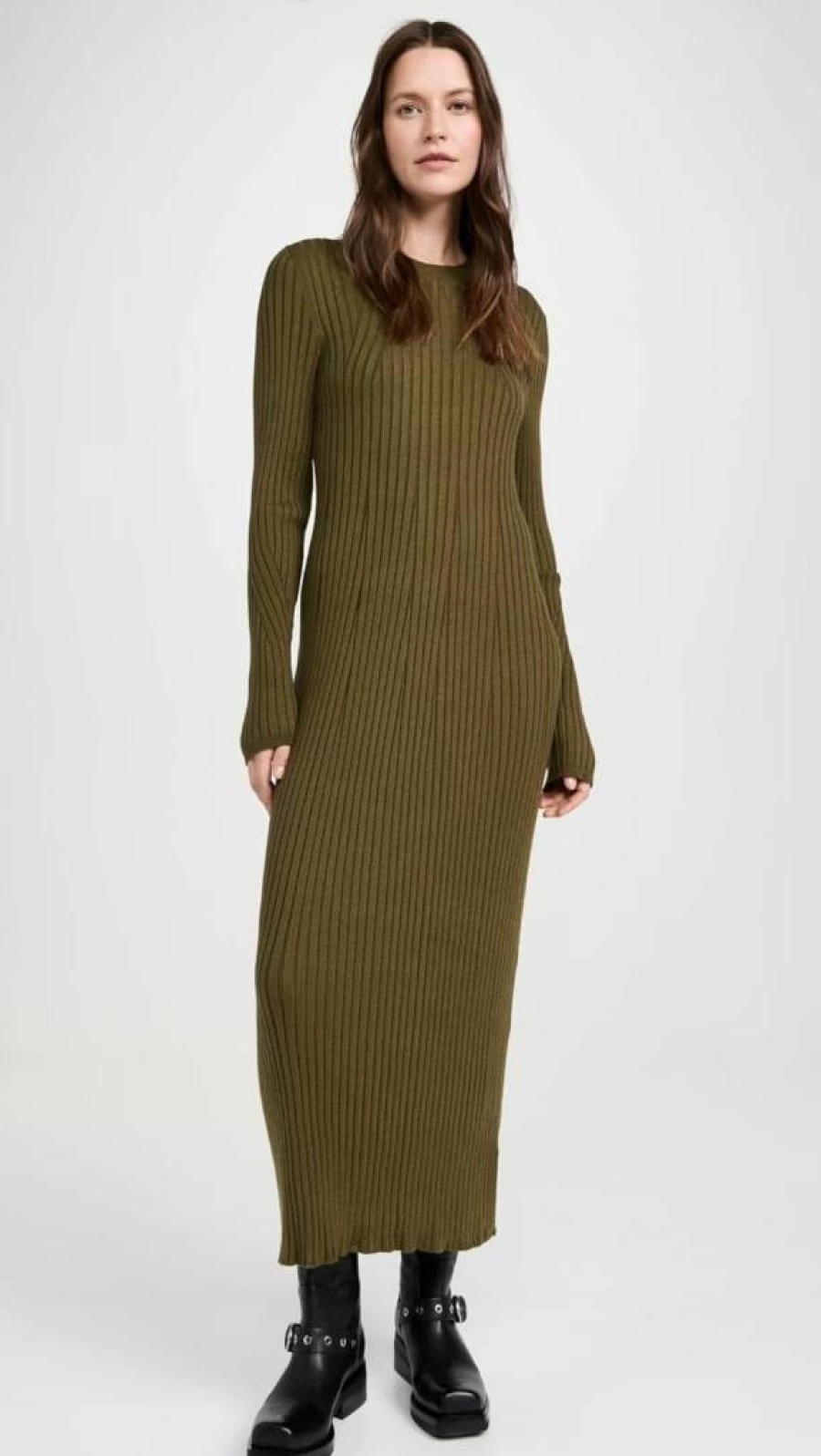 Varley Women's Axel Ribbed Knit Midi Dress - Soft Stretch Comfort Fit Casual Elegant Style