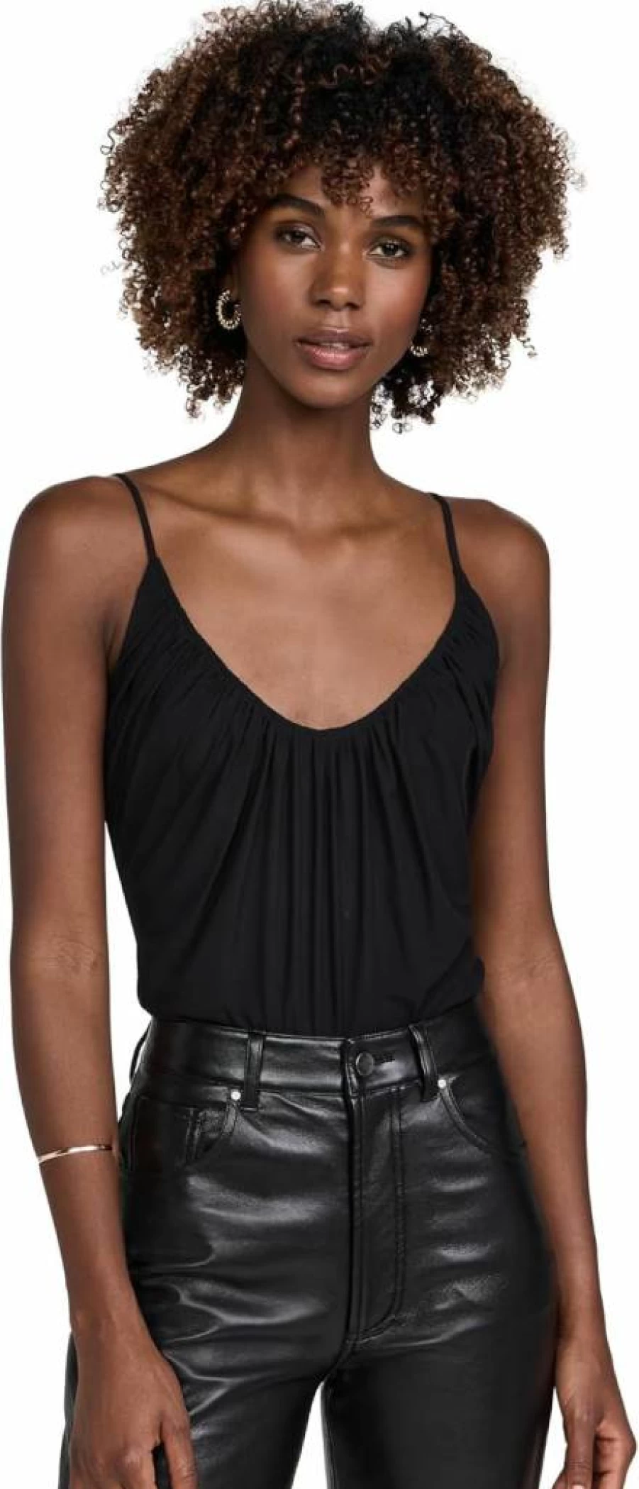 L'AGENCE Women's Gelina Ruched Bodysuit - Slim Fit Stretchable Basic Top for Women
