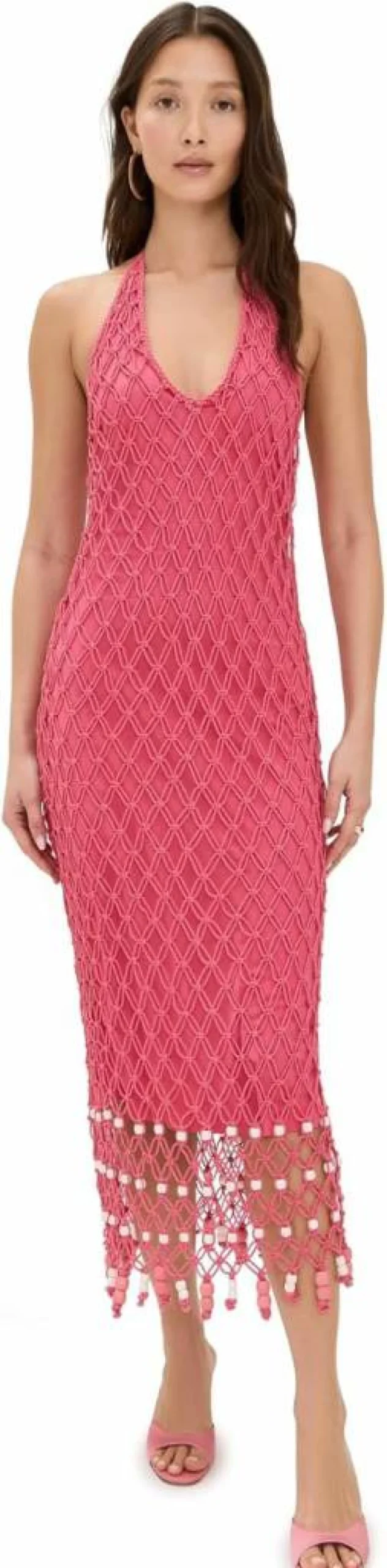 The Wolf Gang Women's Macrame Maxi Dress - Boho Chic Summer Beach Dress