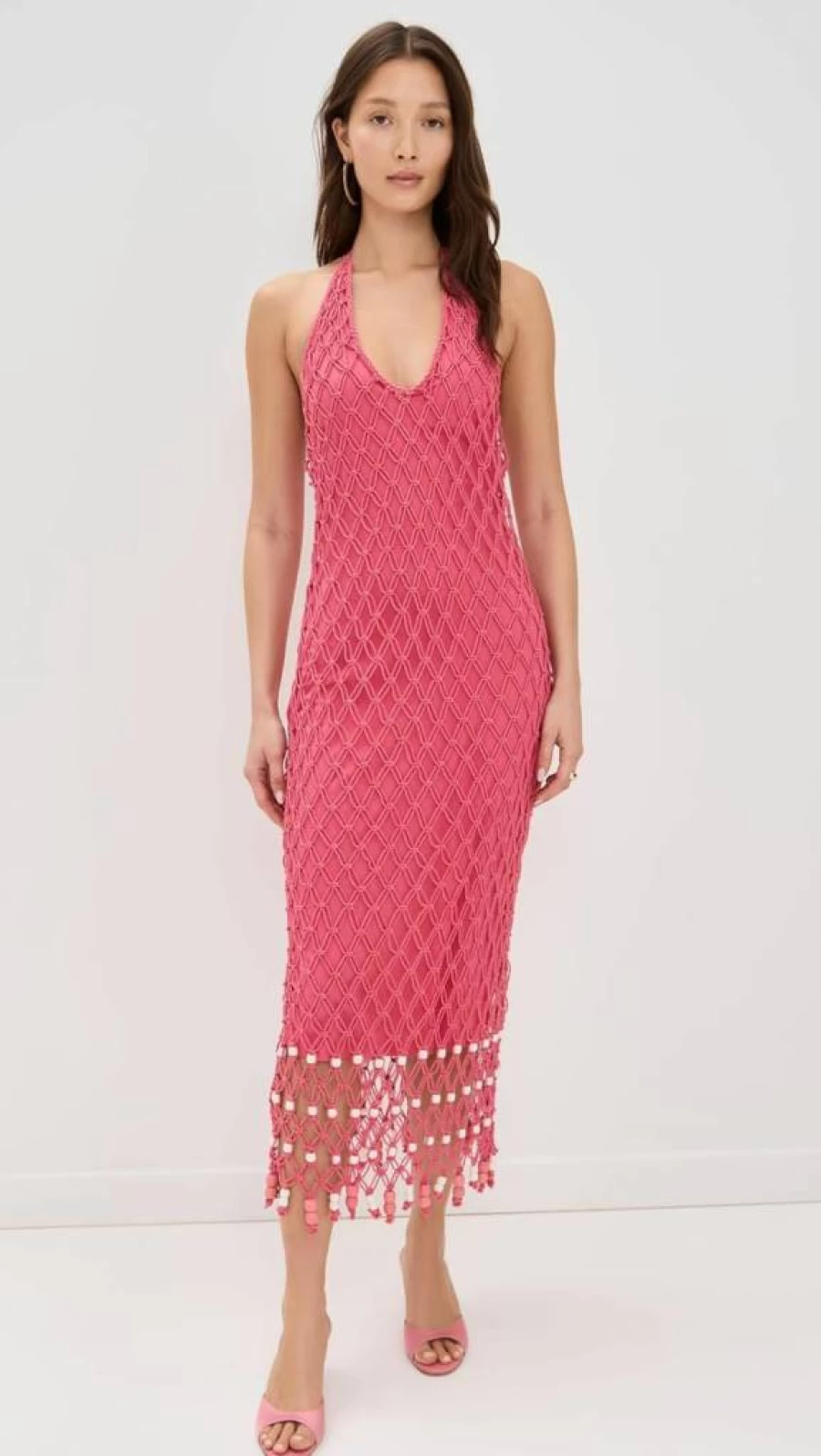 The Wolf Gang Women's Macrame Maxi Dress - Boho Chic Summer Beach Dress