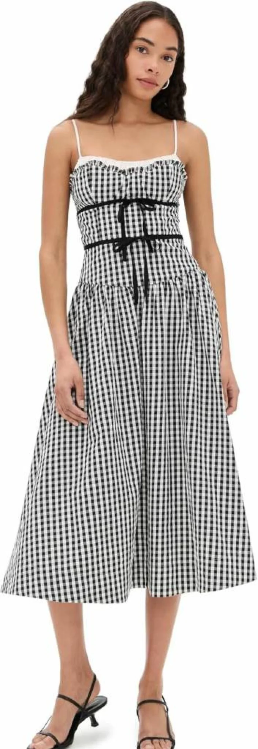 For Love & Lemons Georgia Floral Print Midi Dress - Women's Vintage-Inspired Gingham Summer Dress