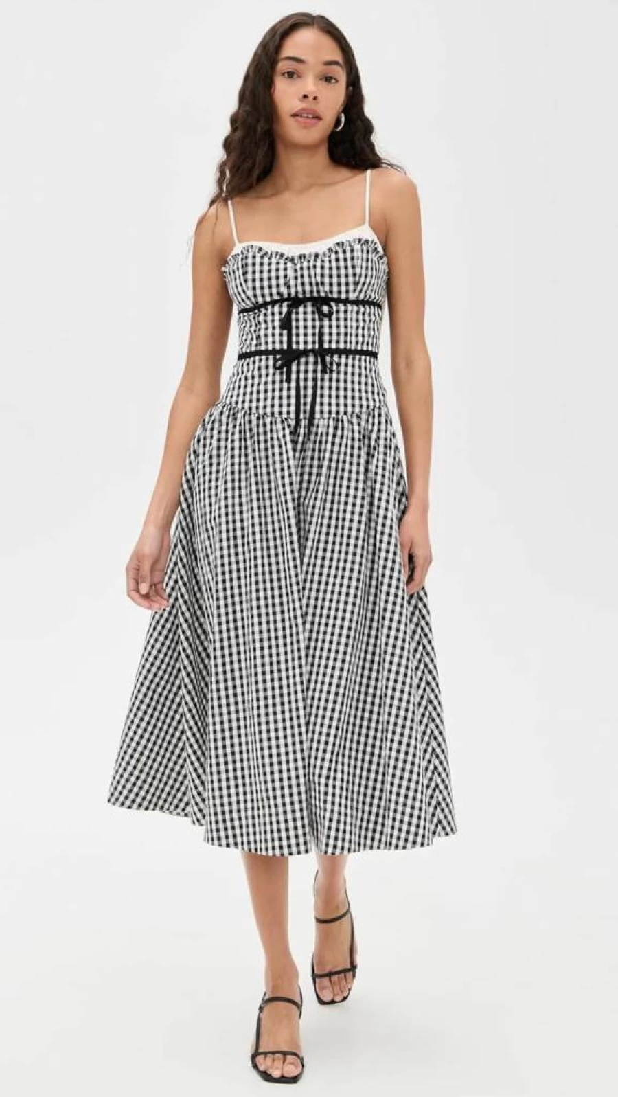For Love & Lemons Georgia Floral Print Midi Dress - Women's Vintage-Inspired Gingham Summer Dress