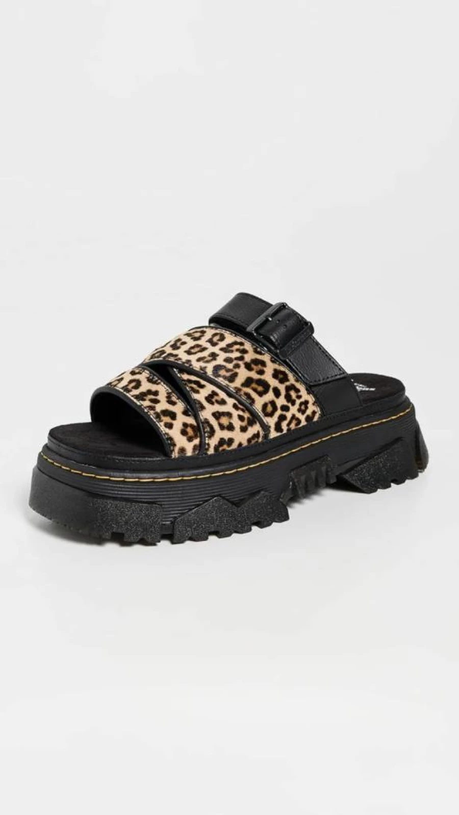 Dr. Martens Women's Mattison Light Tan Leopard Print Slide Sandals