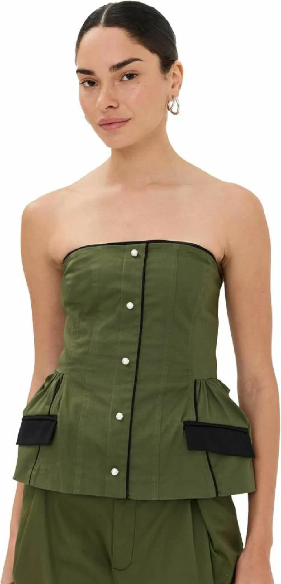 Kika Vargas Women's Agnes Top in Olive Canvas - Stylish Casual Blouse