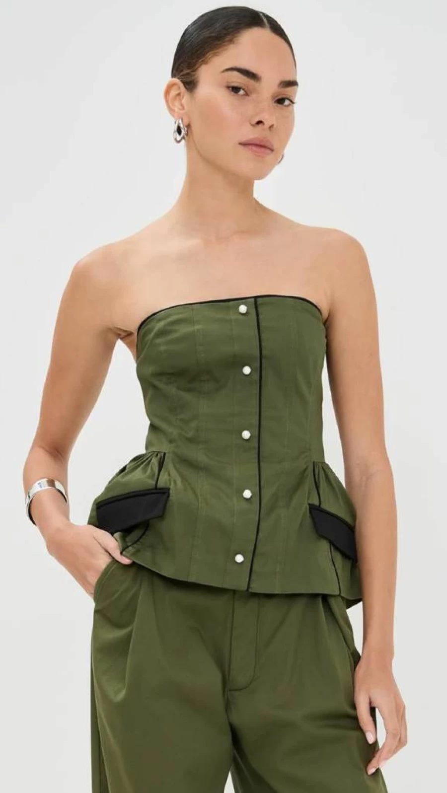 Kika Vargas Women's Agnes Top in Olive Canvas - Stylish Casual Blouse