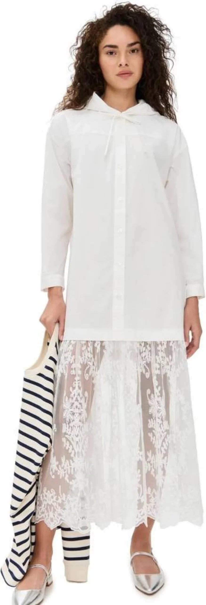 Sea Women's Marja Embroidered Hoodie Dress - Casual Long Sleeve Pullover Sweatshirt