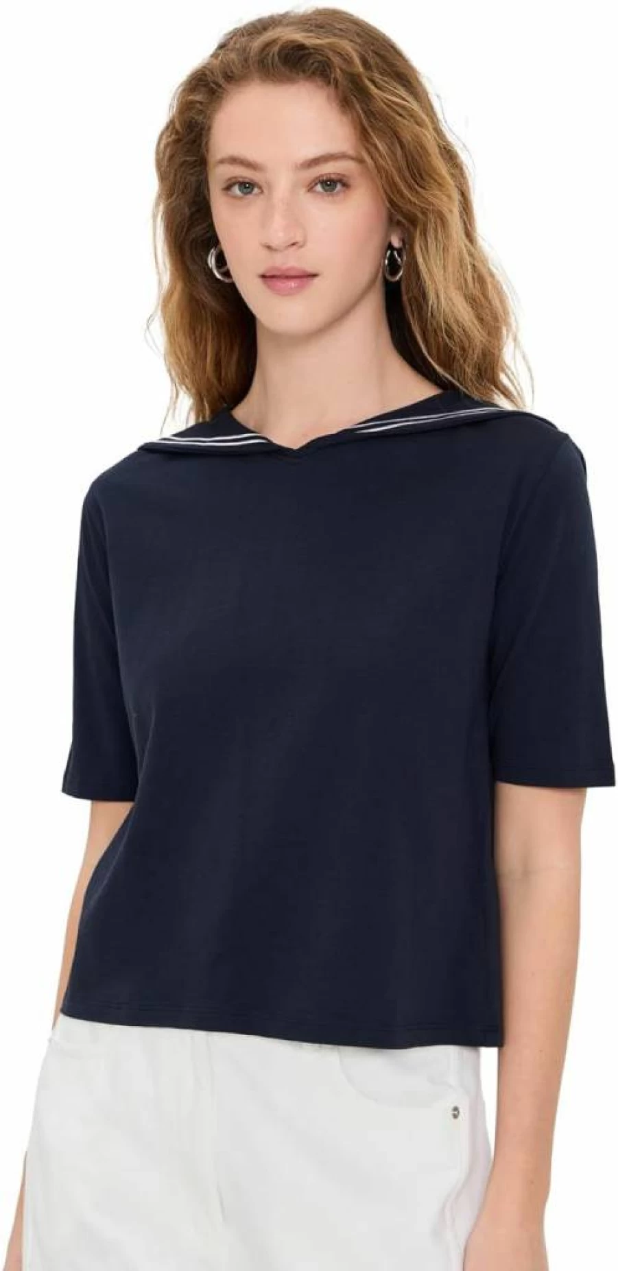 KULE Women's The Fisher Sailor Tee - Classic Striped Short Sleeve Cotton Top