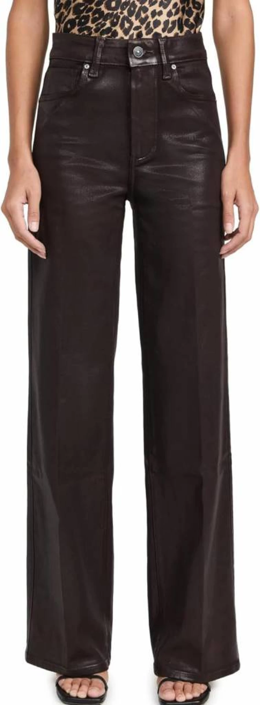 PAIGE Women's Sasha High-Rise Coated Jeans in Chicory Coffee - 32" Luxe Denim