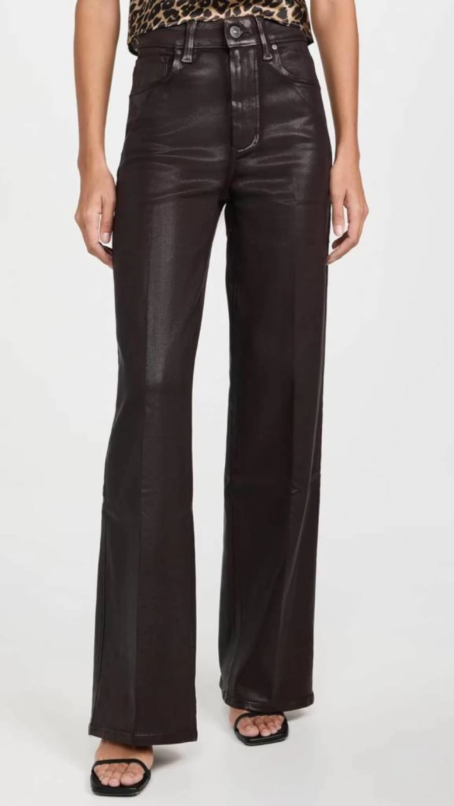 PAIGE Women's Sasha High-Rise Coated Jeans in Chicory Coffee - 32" Luxe Denim