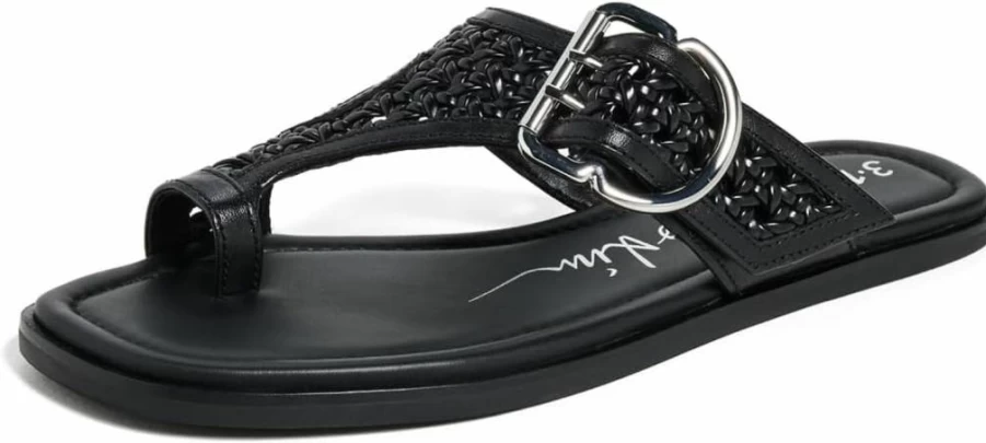 3.1 Phillip Lim Women's Z-Strap Macrame Sandals | Boho Chic Toe Flat Sandals | Summer Casual Footwear