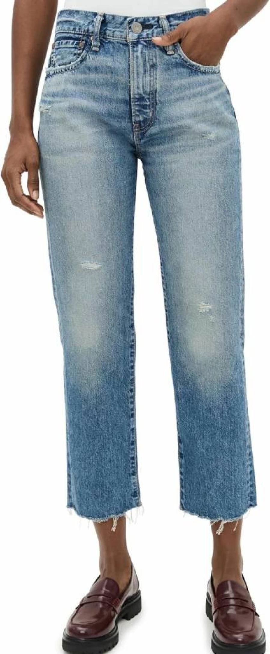 MOUSSY VINTAGE Women's High-Waisted Kossuth Boyfriend Pants - Casual Loose Fit Denim Trousers