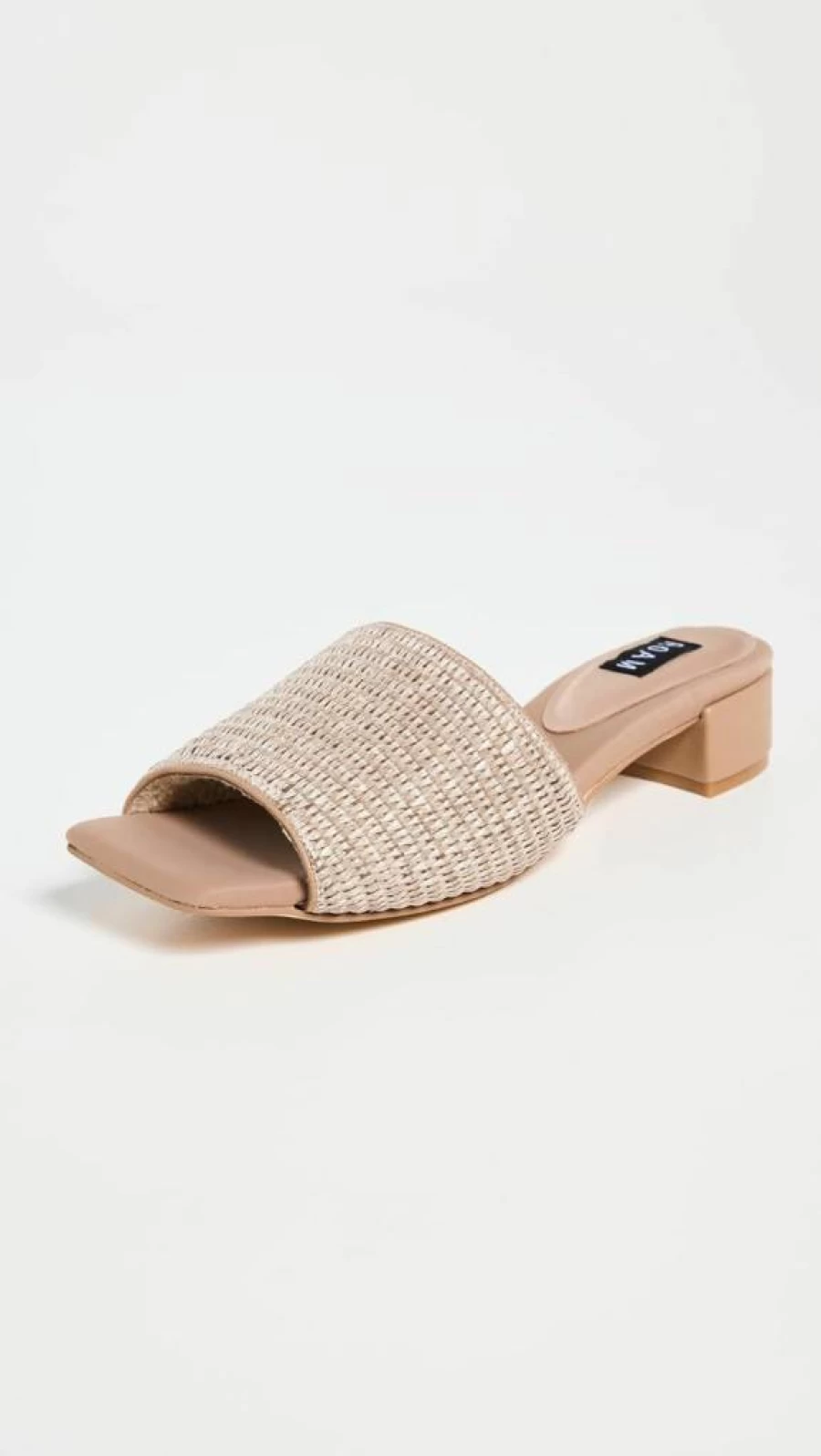 R0AM Women's Square Toe Raffia Block Heels - Comfortable Chunky High Heel Sandals