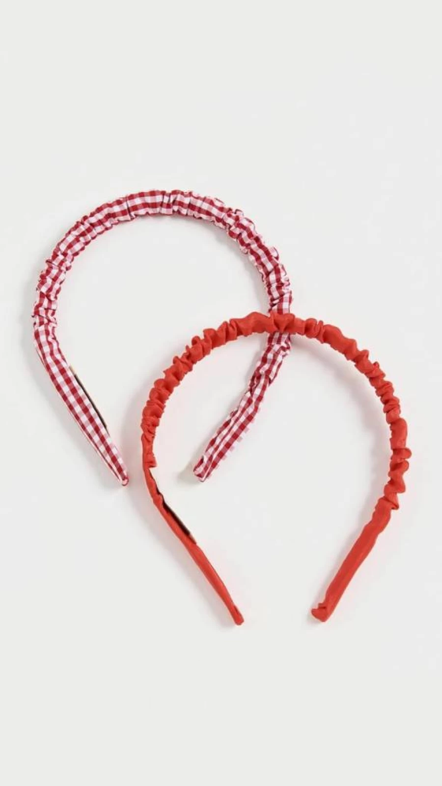 Loeffler Randall Women's Sabine Scrunched Headband Set - Red Gingham & Red Moire, 2-Piece Hair Accessories